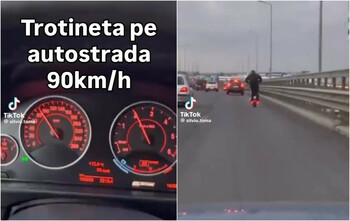 Cursă nebună pe trotinetă pe A3. Un bărbat gonea cu 90 km/h printre maşini: “I-a zis una ca e singură acasă