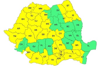 Cod galben de caniculă în aproape toată țara