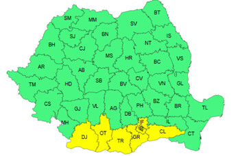 Cod galben de caniculă în sudul țării