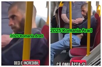 Scene obscene în tramvai. Un bărbat a fost reținut de polițiști, după ce imaginile au apărut pe rețelele sociale