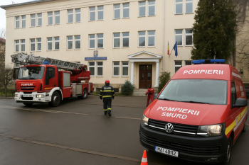 Alertă la Sibiu: Prefectura evacuată din cauza mirosului de gaz. Pompierii și SMURD intervin de urgență