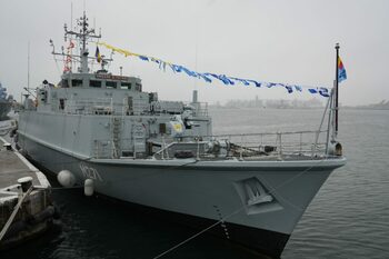 Noul vânător de mine marine al României, prezentat vineri în Portul militar Constanţa