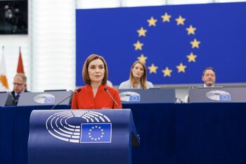 Maia Sandu a prezentat în PE un manual de practici ruse în războiul hibrid și metodele de contracarare: „Moldova (…)
