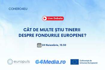 DEZBATERE LIVE Luni, 24 noiembrie, ora 15.30: Cât de multe știu tinerii despre fondurile europene? / Rezultate (…)