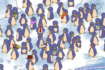 Test de perspicacitate aparte. Un pinguin se încălzeşte cu o ciocolată caldă, îl observi în mai puţin de 5 secunde?