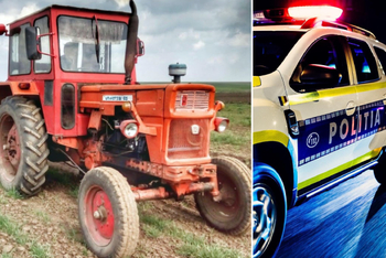 Răzbunare cu tractorul. După o ceartă cu soția, un tânăr a băut și a izbit mașina soacrei