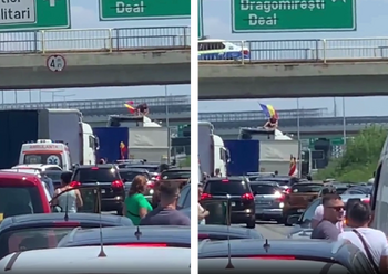 Un șofer a blocat autostrada A1 cu un camion, pe sensul Pitești – București. Ce a urmat apoi