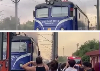 Incendiu la locomotiva unui tren de pasageri în Constanța: circulația a fost blocată temporar