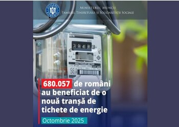 Peste 680.000 de familii și persoane singure au primit tichete de energie pentru luna octombrie