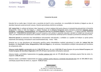 Proiectul Educație pentru Incluziune – O abordare transfrontalieră