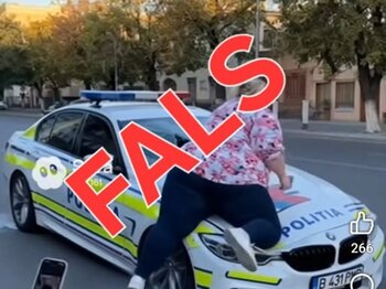 Fake news viral cu o femeie care distruge un BMW al Poliției. MAI avertizează: este realizat cu programe de (…)