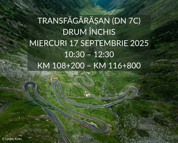 Transfăgărășanul, închis pe 17 septembrie timp de două ore pentru filmarea unui eveniment automobilistic