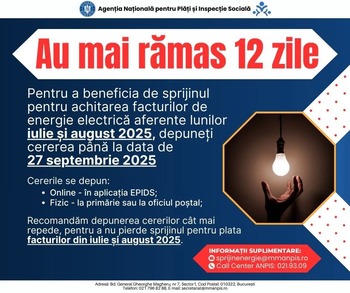 Craiova: Mai sunt 12 zile pentru solicitarea tichetului de energie pentru lunile iulie și august 2025