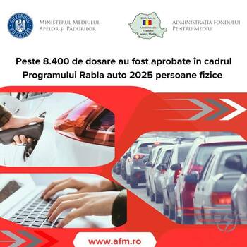 AFM a aprobat peste 8.400 de dosare în Programul „Rabla“ pentru persoane fizice
