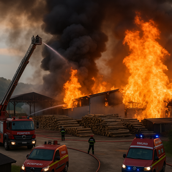 Patru răniţi în incendiul izbucnit la fabrica de prelucrare a lemnului din Sebeş