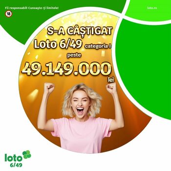 Câștigătorul premiului de 49,1 milioane lei la Loto 6/49: Continuați să visați!