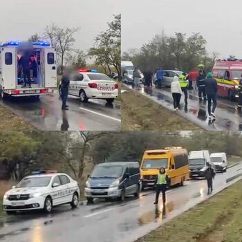 Doi adulți și patru minori au ajuns la spital în urma unui accident frontal