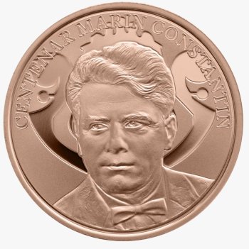 Monedă din tombac cuprat cu tema „Centenar Marin Constantin, fondatorul Corului Madrigal” lansată de BNR