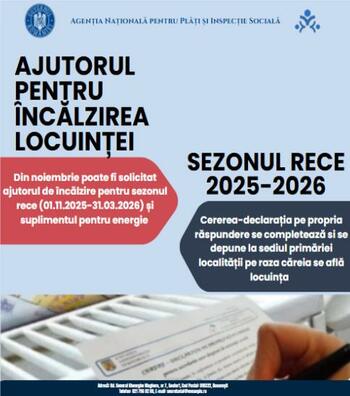 Persoanele vulnerabile pot depune cereri pentru a beneficia de ajutorul la încălzire și de suplimentul pentru energie