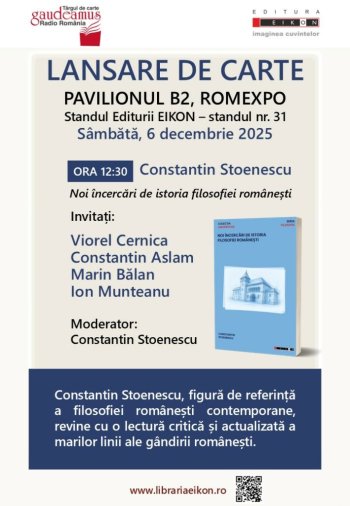 Un volum despre filosofia românească își face debutul la Gaudeamus 2025. Constantin Stoenescu rescrie istoria (…)
